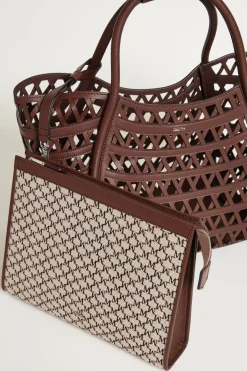 Borsa in pelle intrecciata - Marrone Scuro