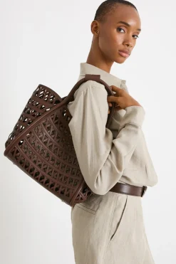 Borsa in pelle intrecciata - Marrone Scuro
