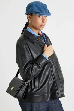 Borsa in pelle saffiano a tracolla - Nero