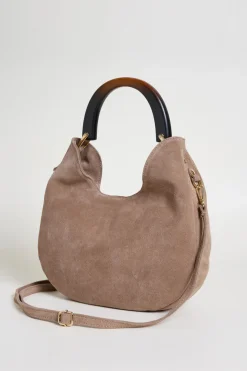 Borsa in pelle scamosciata - Camello