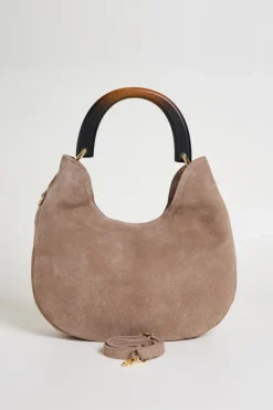 Borsa in pelle scamosciata - Camello