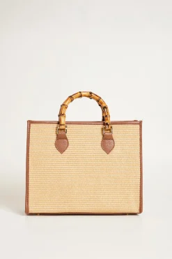 Borsa in rafia intrecciata - Marrone Cammello