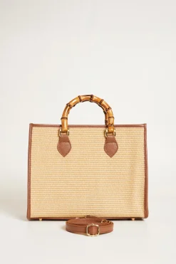 Borsa in rafia intrecciata - Marrone Cammello