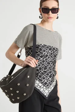 Borsa in tessuto dal finish vellutato - Nero