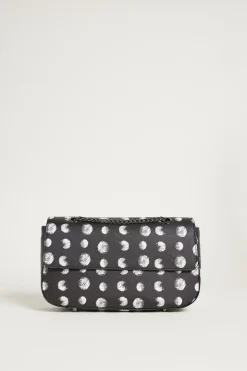 Borsa in tessuto spalmato a stampa pois - Nero