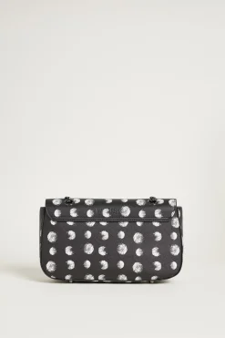 Borsa in tessuto spalmato a stampa pois - Nero