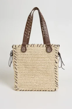 Borsa intrecciata con coulisse - Beige