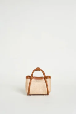 Borsa mini effetto rafia - Beige Marrone
