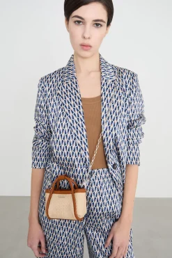 Borsa mini effetto rafia - Beige Marrone