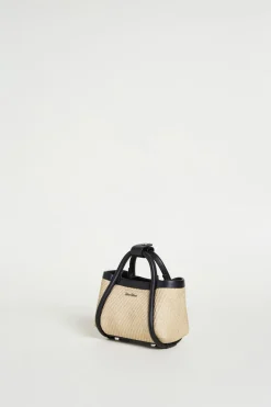 Borsa mini effetto rafia - Beige Nero