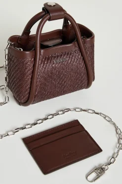 Borsa mini effetto rafia - Marrone