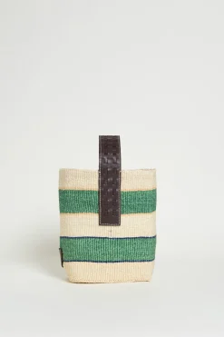 Borsa piccola in corda naturale - Verde Bianco