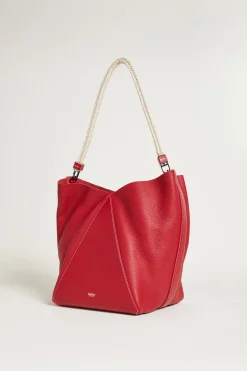 Borsa secchiello grande con manico in corda - Rosso