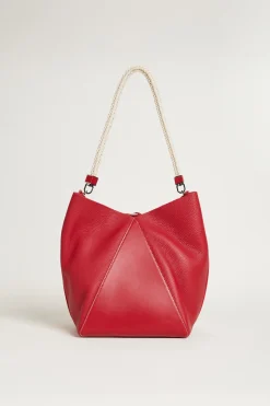 Borsa secchiello grande con manico in corda - Rosso
