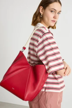 Borsa secchiello grande con manico in corda - Rosso