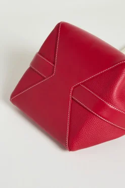 Borsa secchiello piccola con manico in corda - Rosso