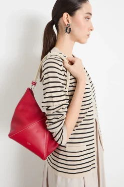 Borsa secchiello piccola con manico in corda - Rosso