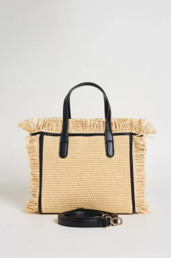 Borsa shopper a frange - Beige