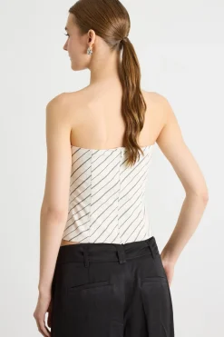 Bustier con fiore - Bianco Nero