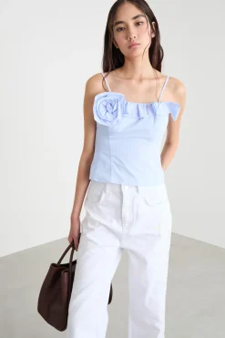 Bustier con rose e volant - Azzurro