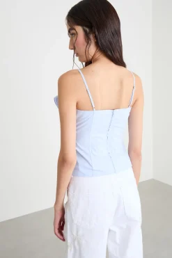 Bustier con rose e volant - Azzurro