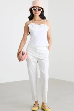 Bustier con rose e volant - Bianco