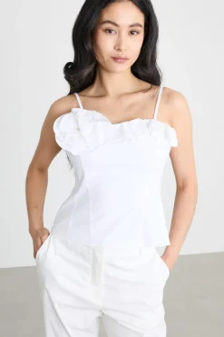 Bustier con rose e volant - Bianco