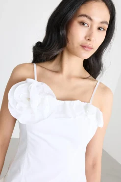 Bustier con rose e volant - Bianco