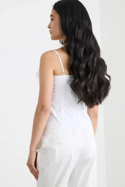 Bustier con rose e volant - Bianco