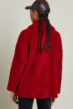 Caban effetto peluche - Rosso