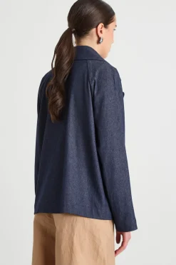 Caban in bull stretch - Blu