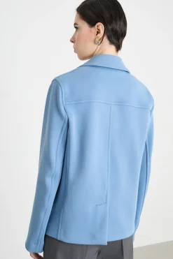 Caban in jersey piqué - Azzurro