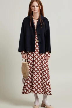 Caban monopetto in lana - Blu Notte