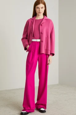 Caban monopetto in lana - Fucsia