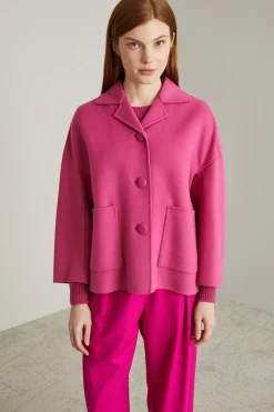 Caban monopetto in lana - Fucsia