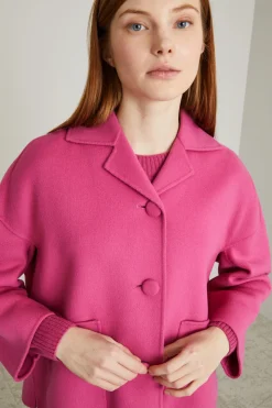 Caban monopetto in lana - Fucsia