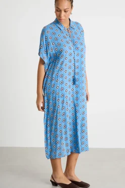 Caftano stampato - Azzurro Marrone Bianco