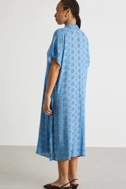 Caftano stampato - Azzurro Marrone Bianco