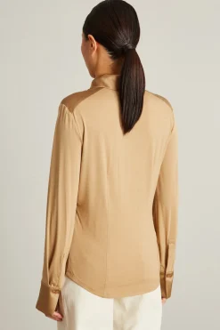 Camicia bimateriale - Beige
