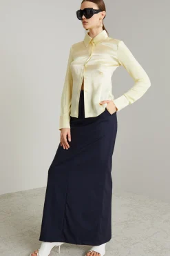 Camicia bimateriale - Giallo Crema