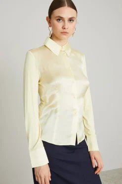 Camicia bimateriale - Giallo Crema