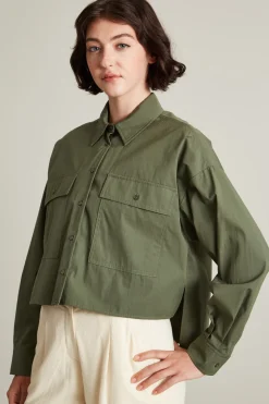 Camicia boxy asimmetrica - Verde Kaki
