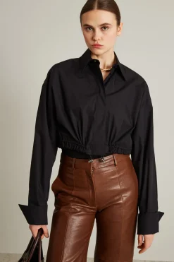 Camicia boxy con coulisse - Nero
