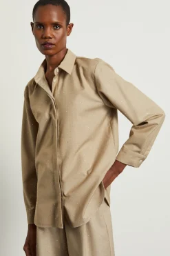 Camicia con micro strass - Nocciola Argento