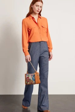 Camicia con tasche applicate - Arancione