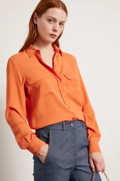Camicia con tasche applicate - Arancione
