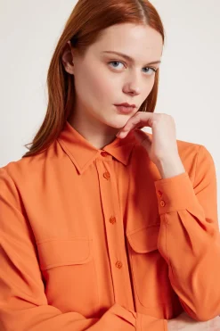 Camicia con tasche applicate - Arancione