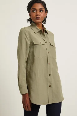 Camicia con tasche applicate - Kaki