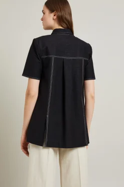 Camicia effetto denim - Nero