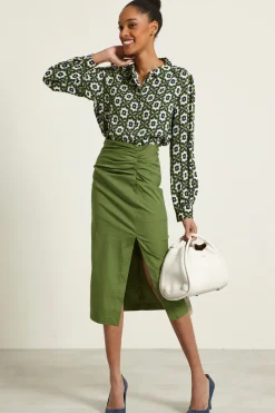 Camicia in cady - Verde Blu Bianco